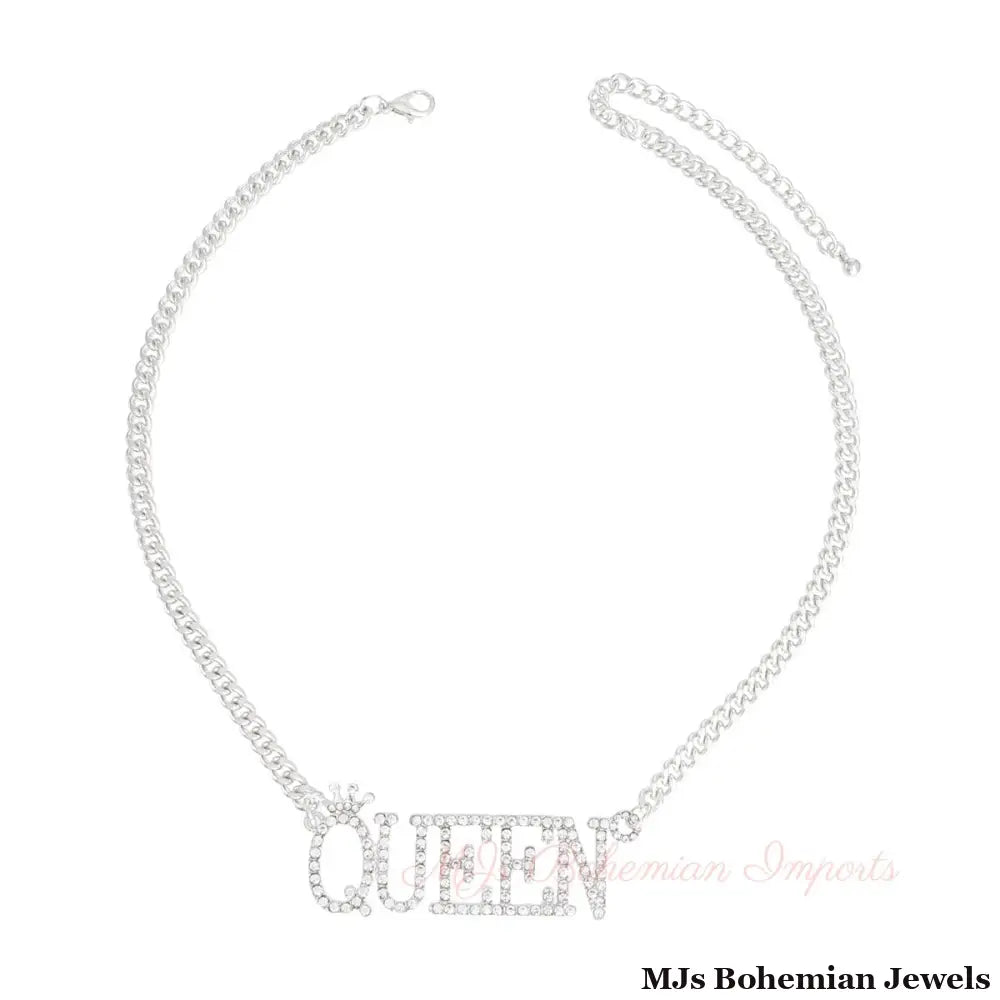 Silver Iced Queen Necklace