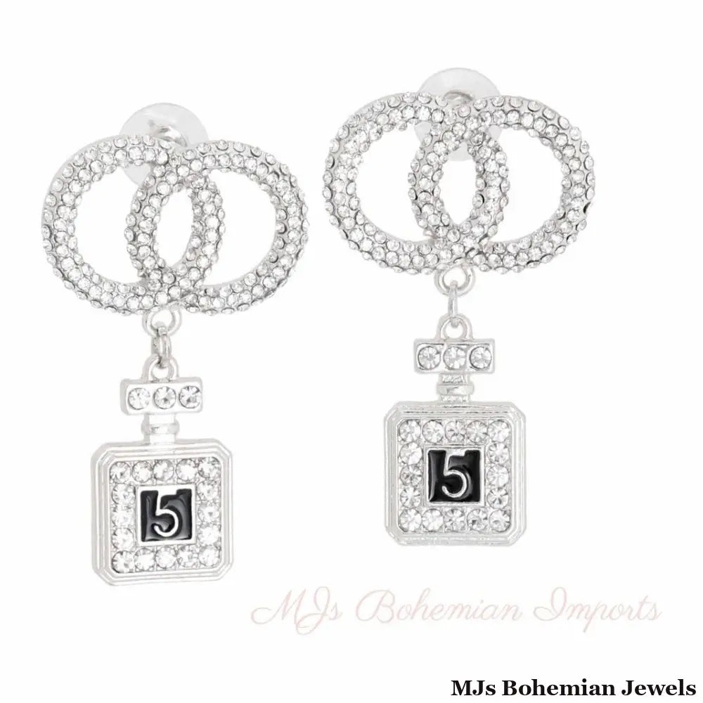 Silver Infinity Perfume Charm Earrings