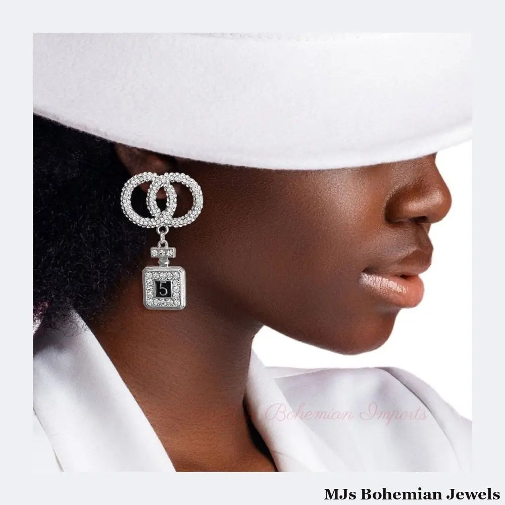 Silver Infinity Perfume Charm Earrings