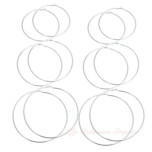 Silver Jumbo Hoop 3 Pcs Set