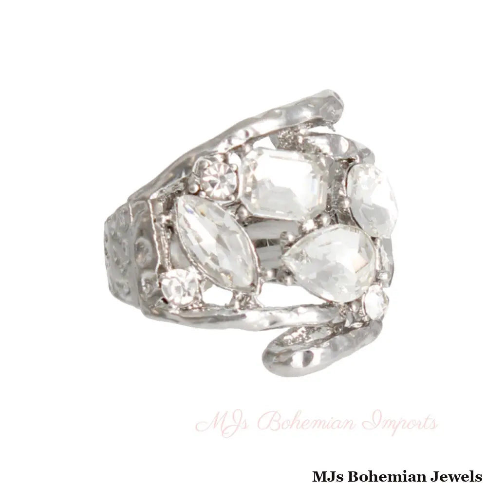 Silver Loop Crystal Ring