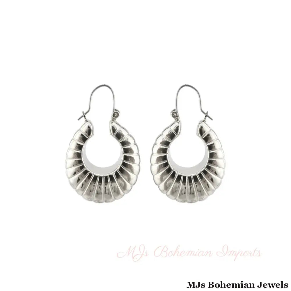 Silver Metal Croissant Hoops