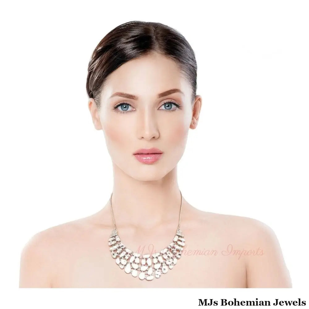 Silver Metal Link Collar Set