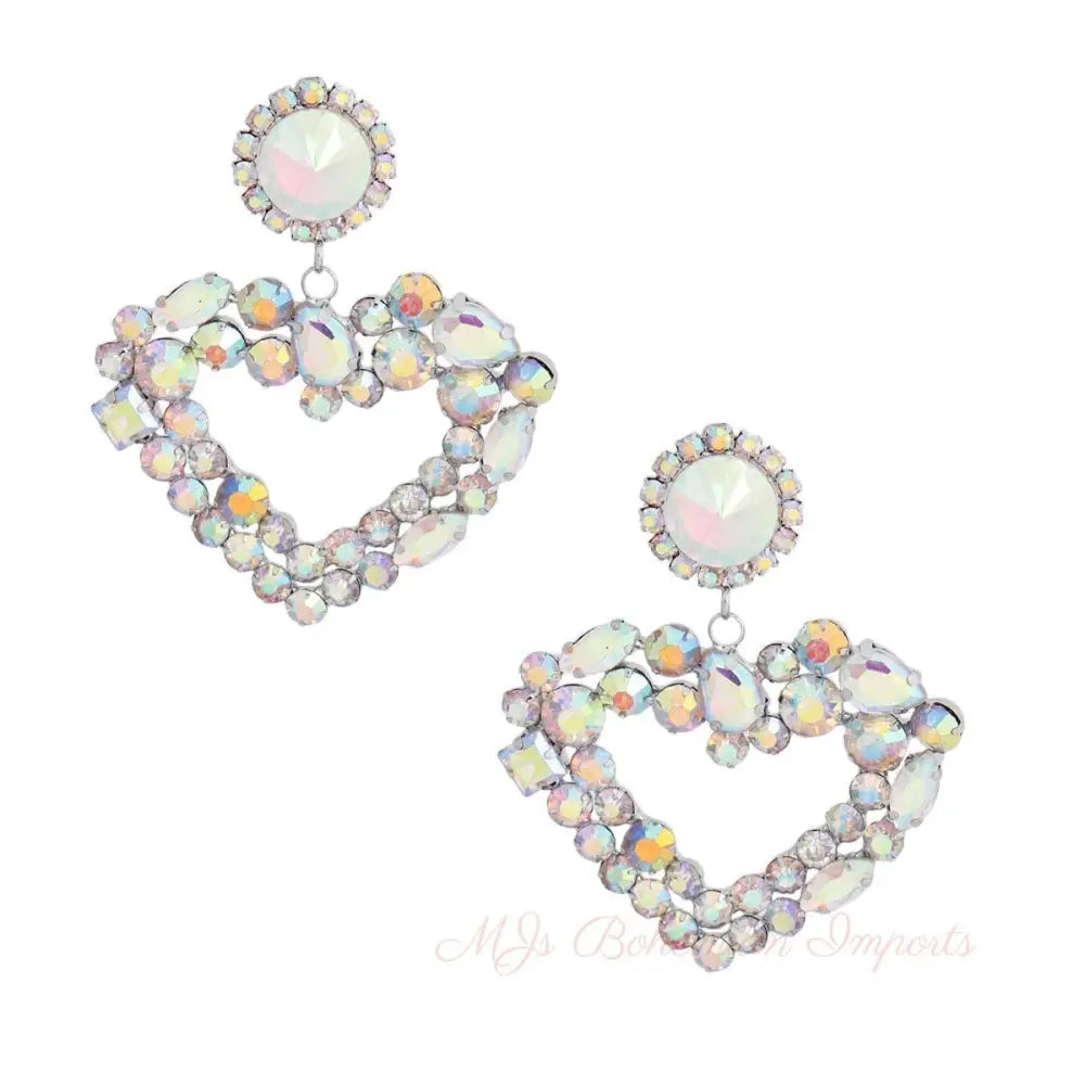 Silver Multi AURBO Heart Earrings