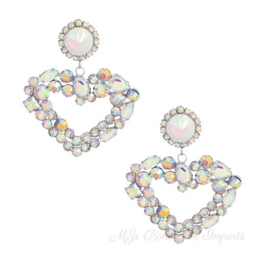 Silver Multi AURBO Heart Earrings