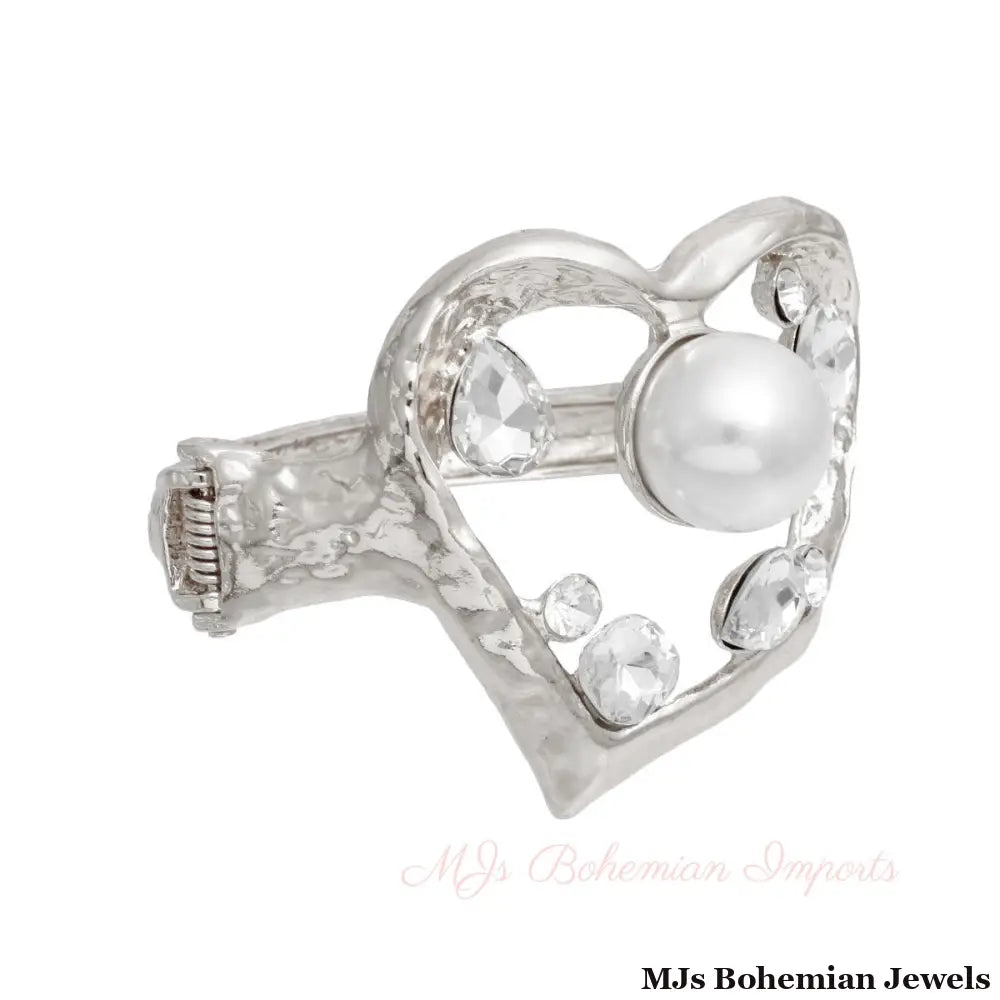 Silver Open Heart Hinge Cuff