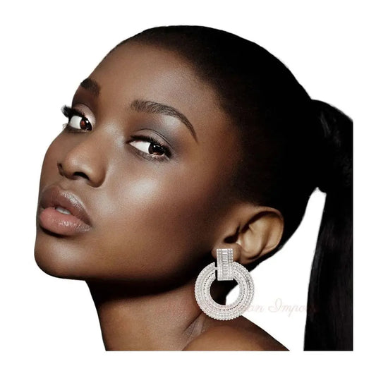 Silver Patterned Metal Circle Studs