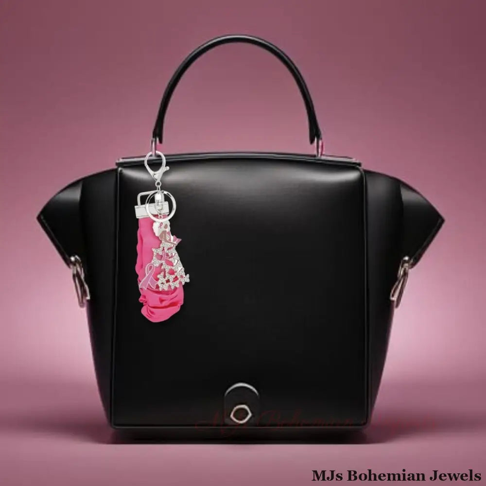 Silver Pink Wristlet Butterfly Keychain