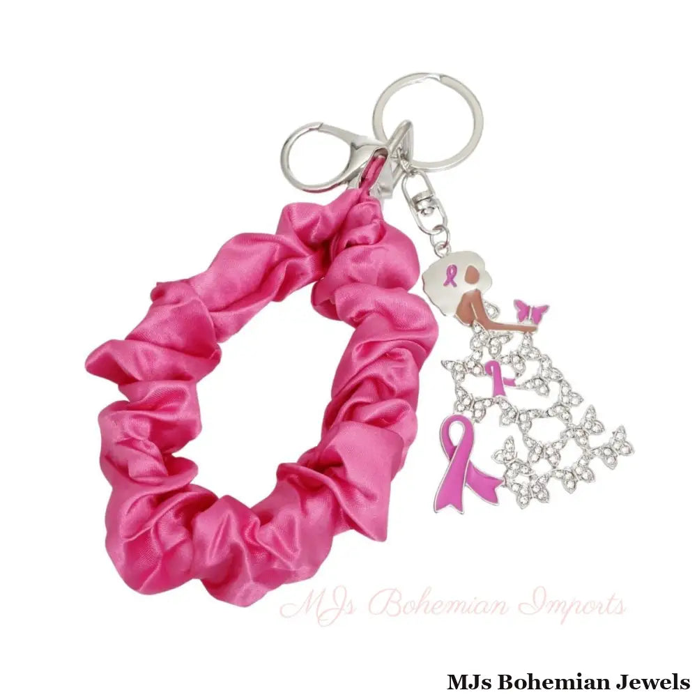 Silver Pink Wristlet Butterfly Keychain