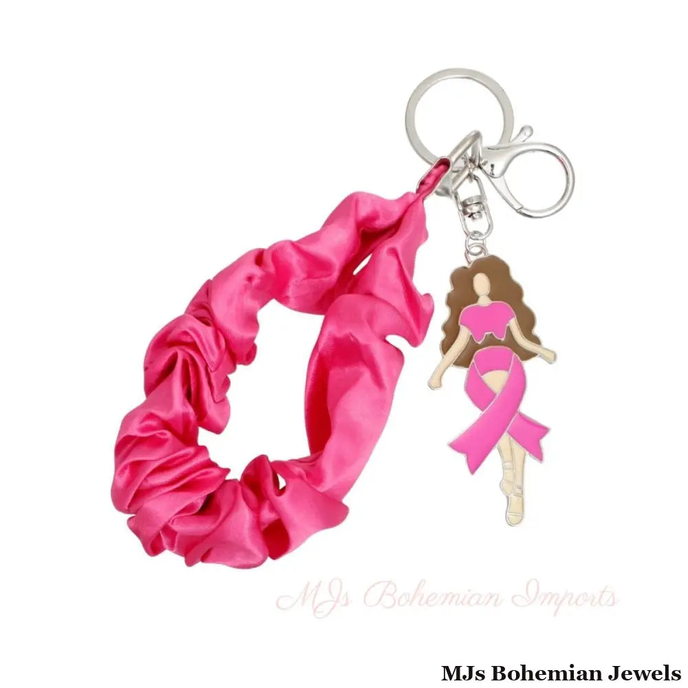 Silver Pink Wristlet Woman Keychain