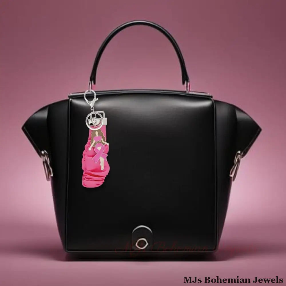 Silver Pink Wristlet Woman Keychain