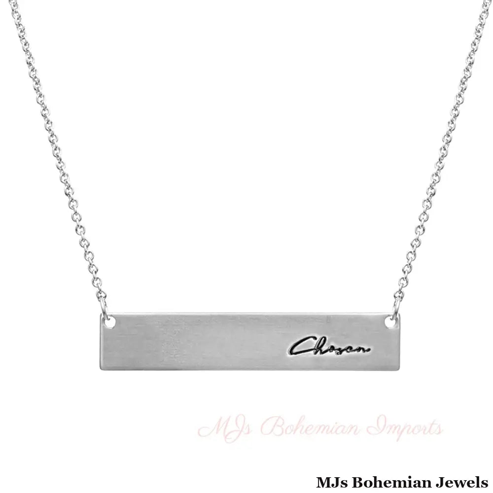 Silver Script Chosen Plate Necklace