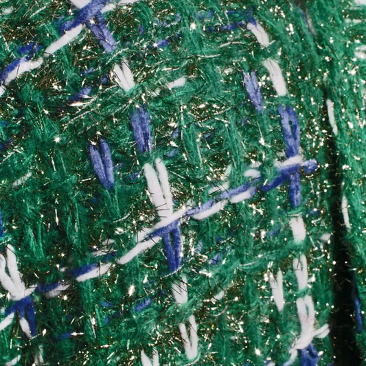 Silver Threaded Festive Tweed Green Vest for Women