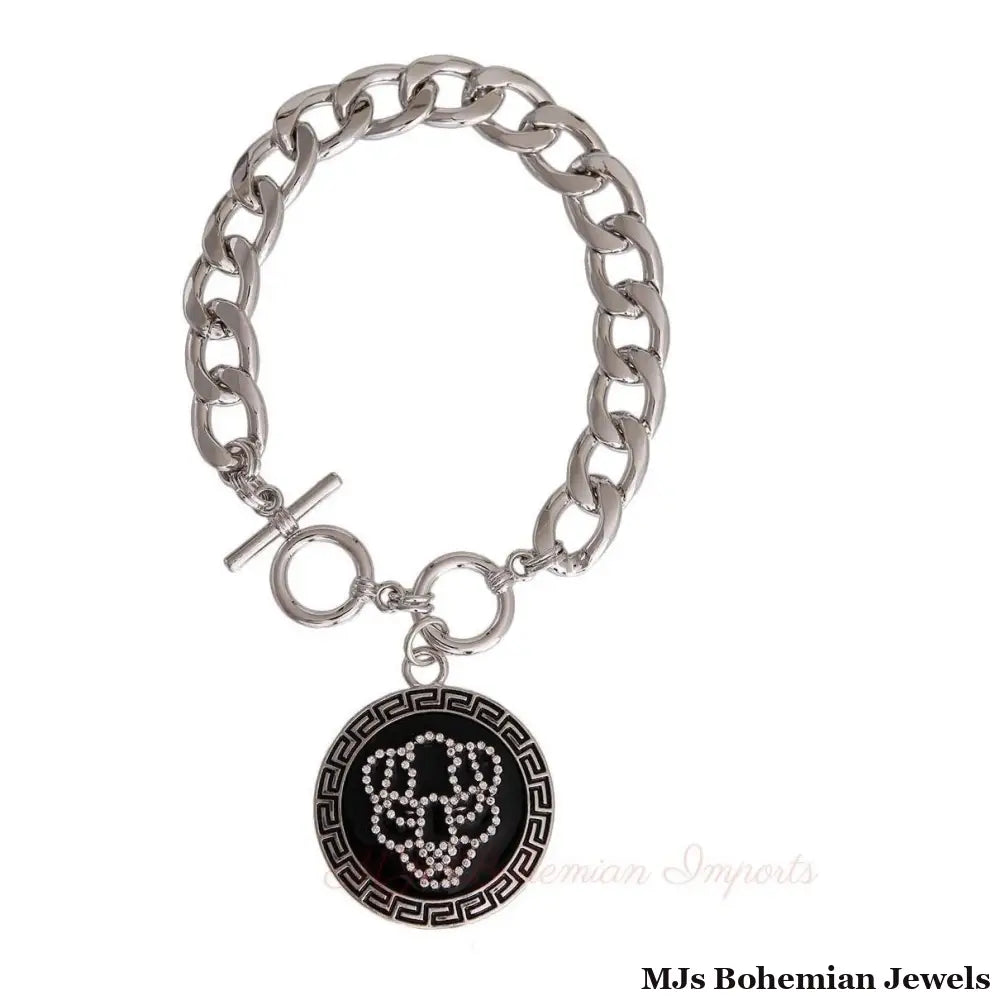 Silver Tiger Greek Medallion Bracelet