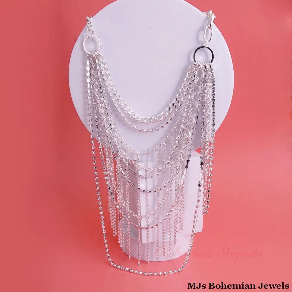 Silver Vintage Fringe Chain Necklace