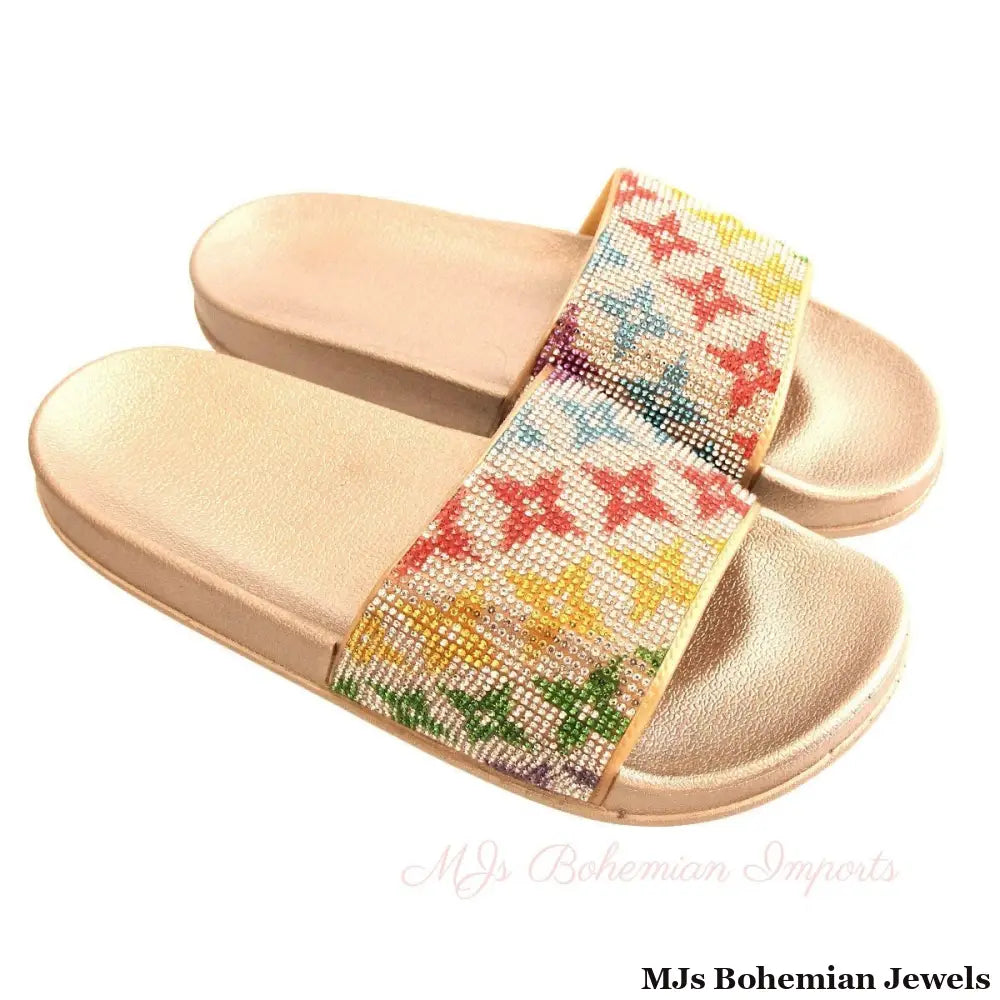 Size 11 Monogram Gold Slides