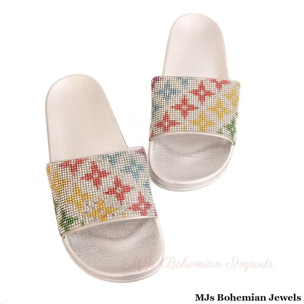 Size 12 Monogram Silver Slides