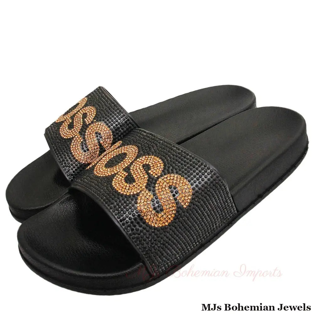 Size 7 BOSS Black Slides
