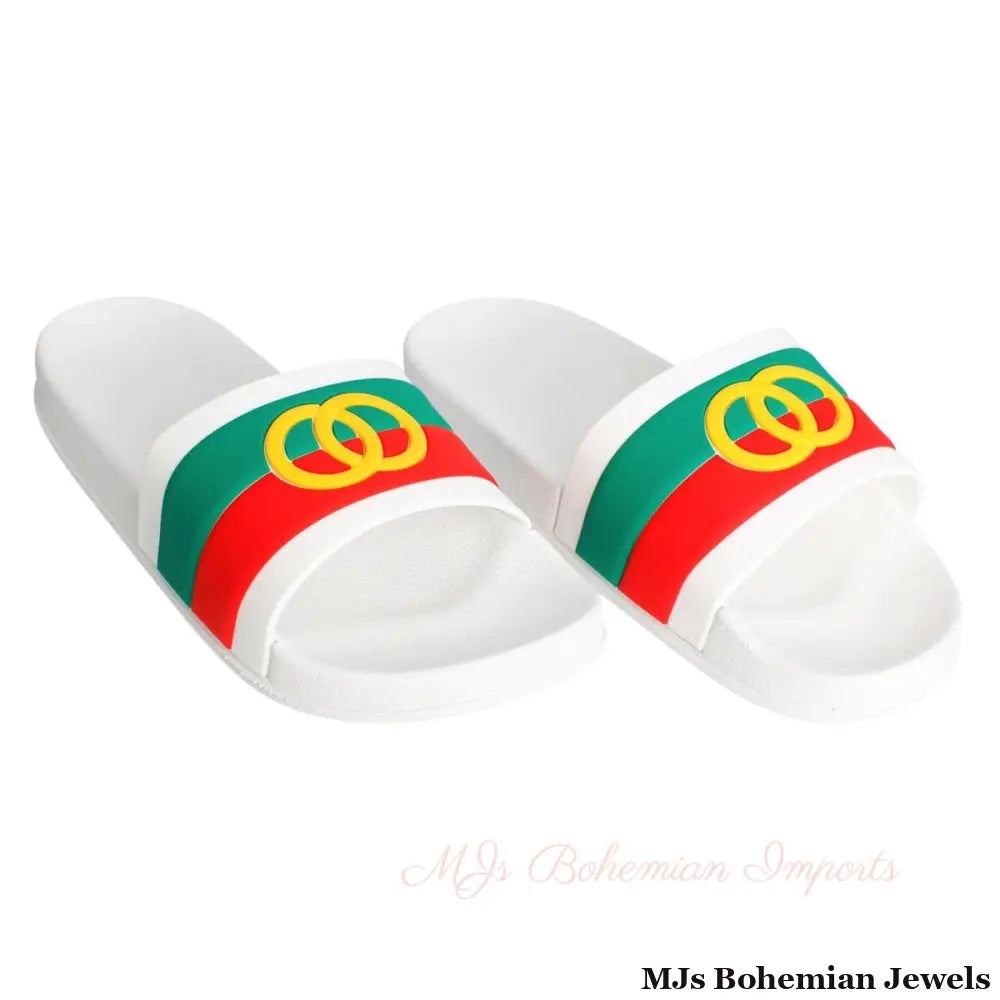 Size 7 White Stripe Slide