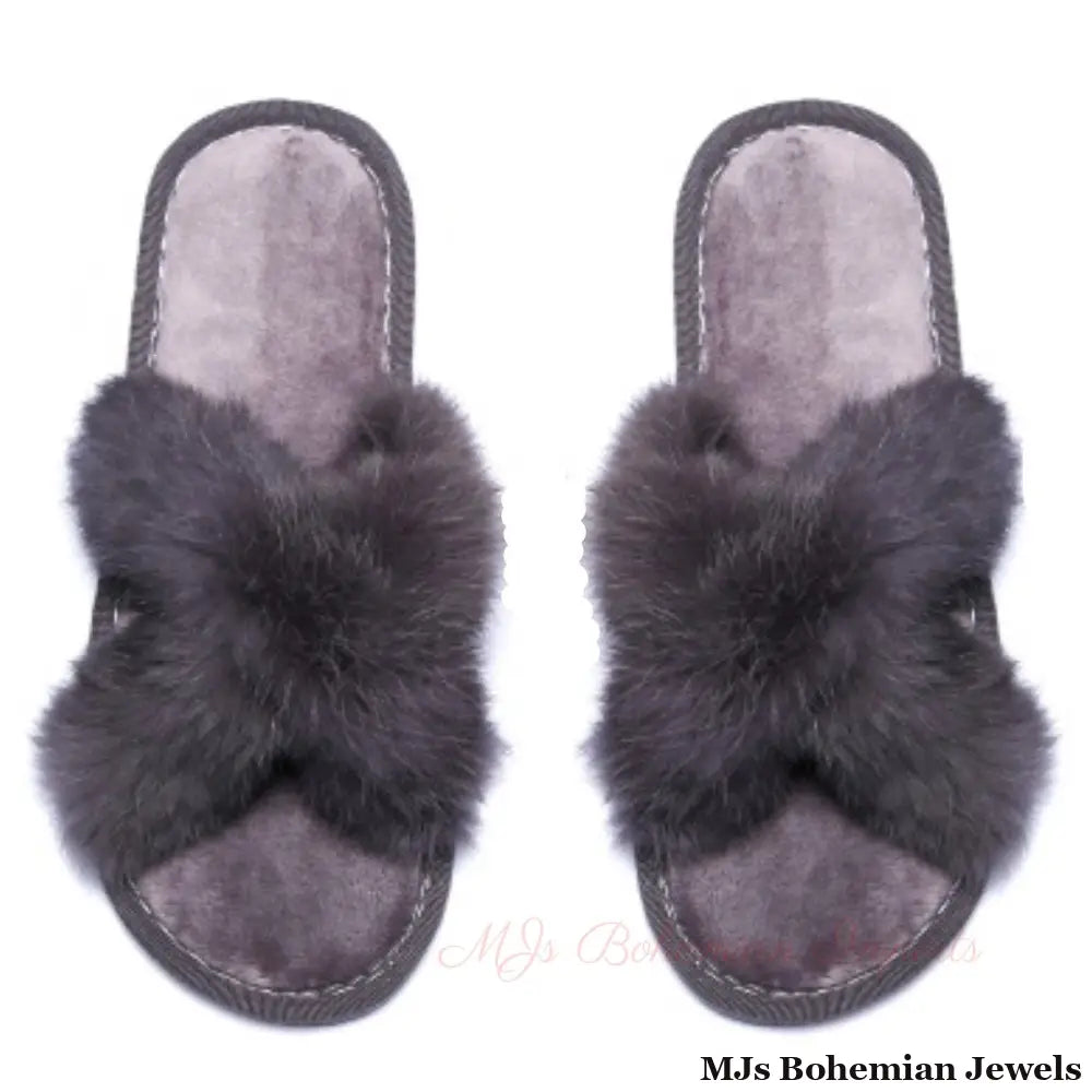 Size Small Gray Fur Slippers