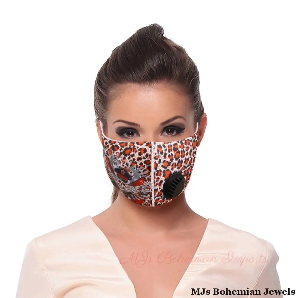 Skull Leopard Print Filter Mask