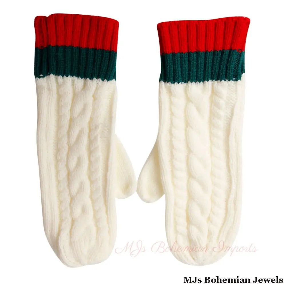 Snowy Chic: Signature White Mittens