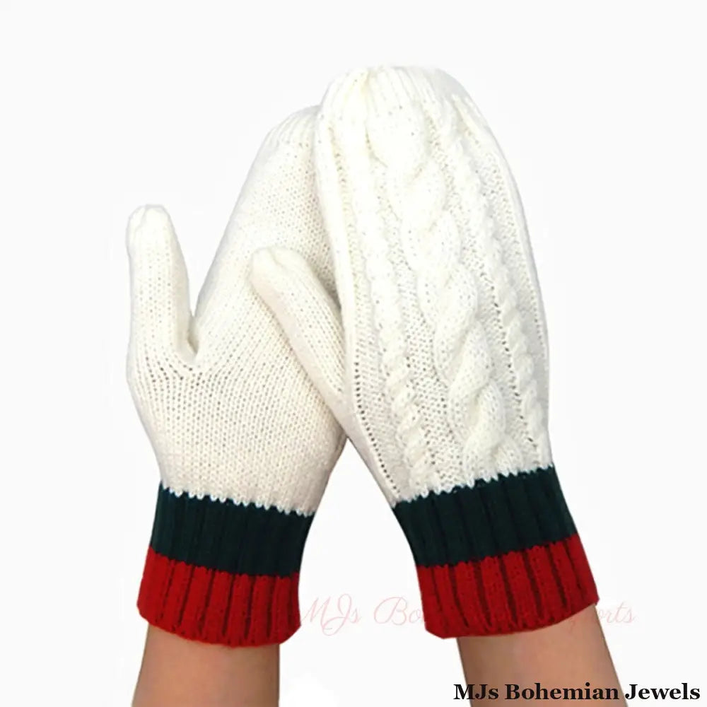 Snowy Chic: Signature White Mittens