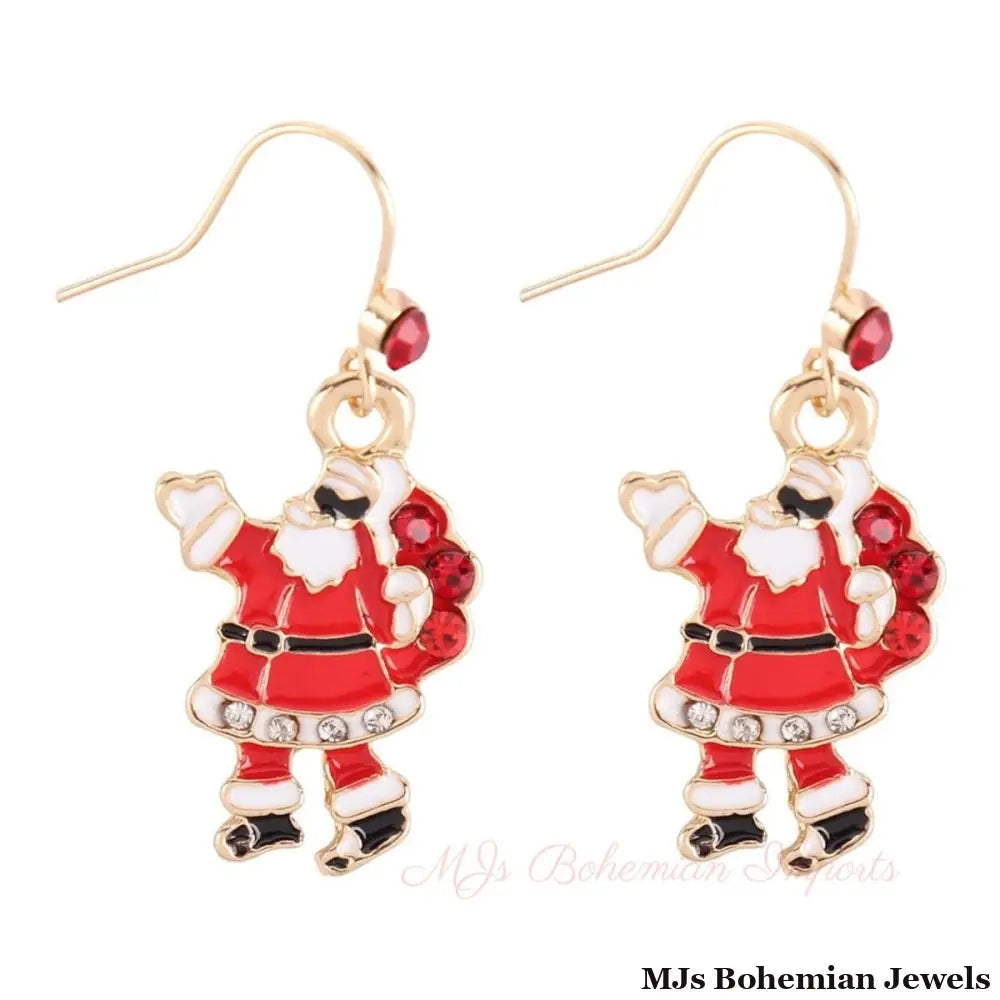 Spread Cheer with Red Santa Claus Fish Hook Earrings