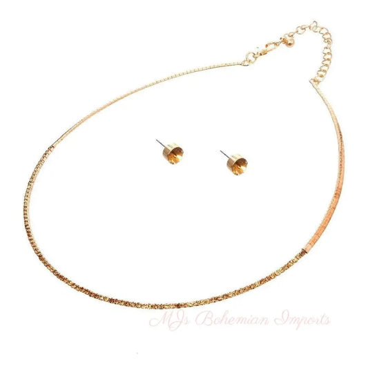 Stoned Simple Necklace Set