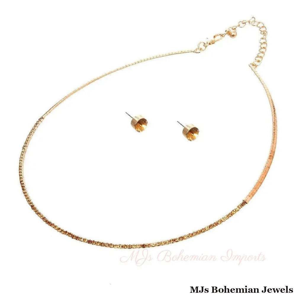 Stoned Simple Necklace Set