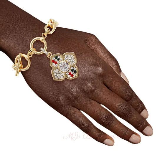 Striped Blossoms: Luxury Bracelet