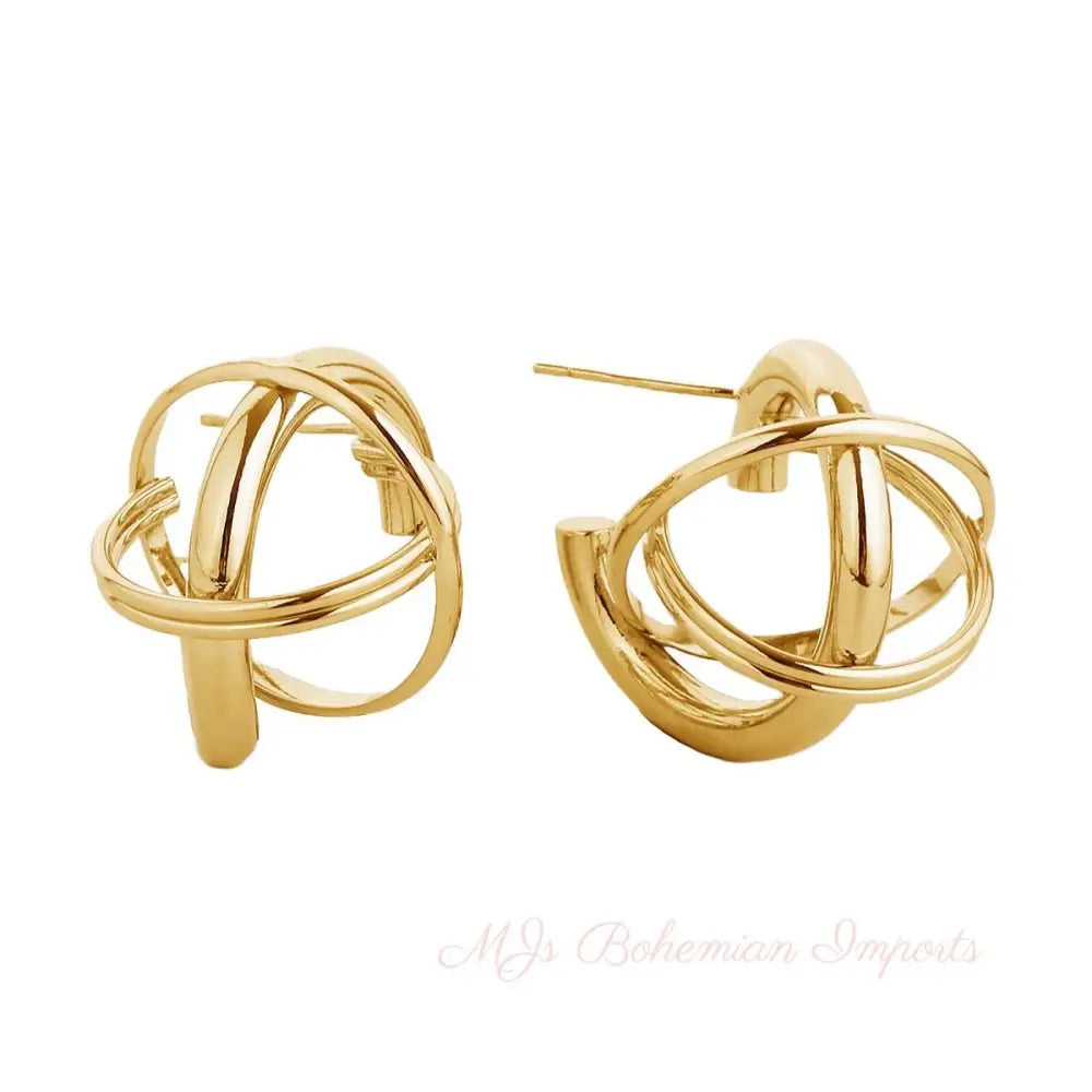 Stud 14K Gold Small Gyro Ball Earrings for Women