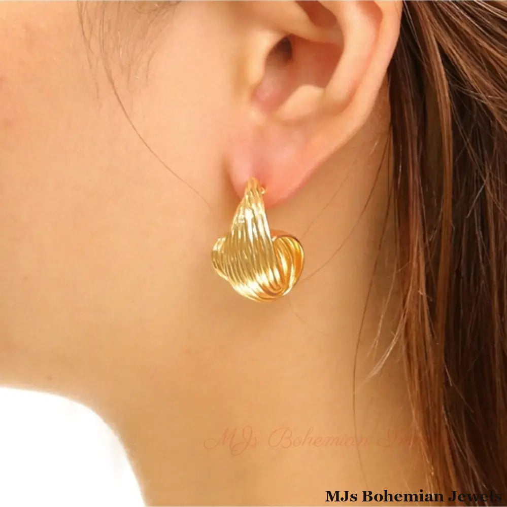 Stud 14K Small Spiral Wire Earrings for Women