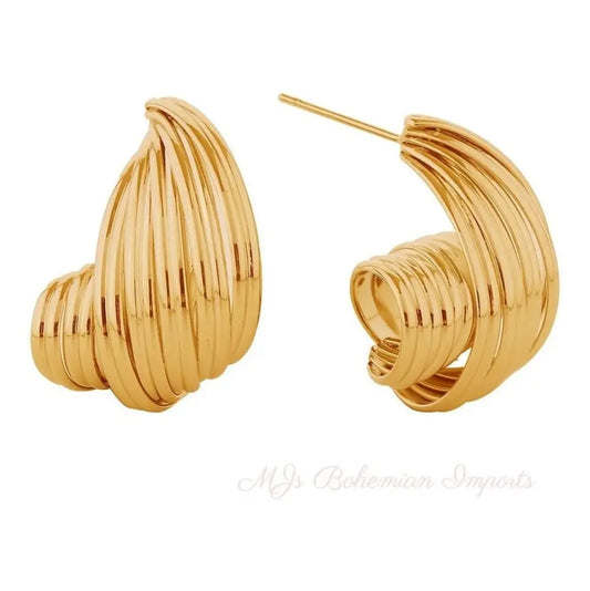 Stud 14K Small Spiral Wire Earrings for Women