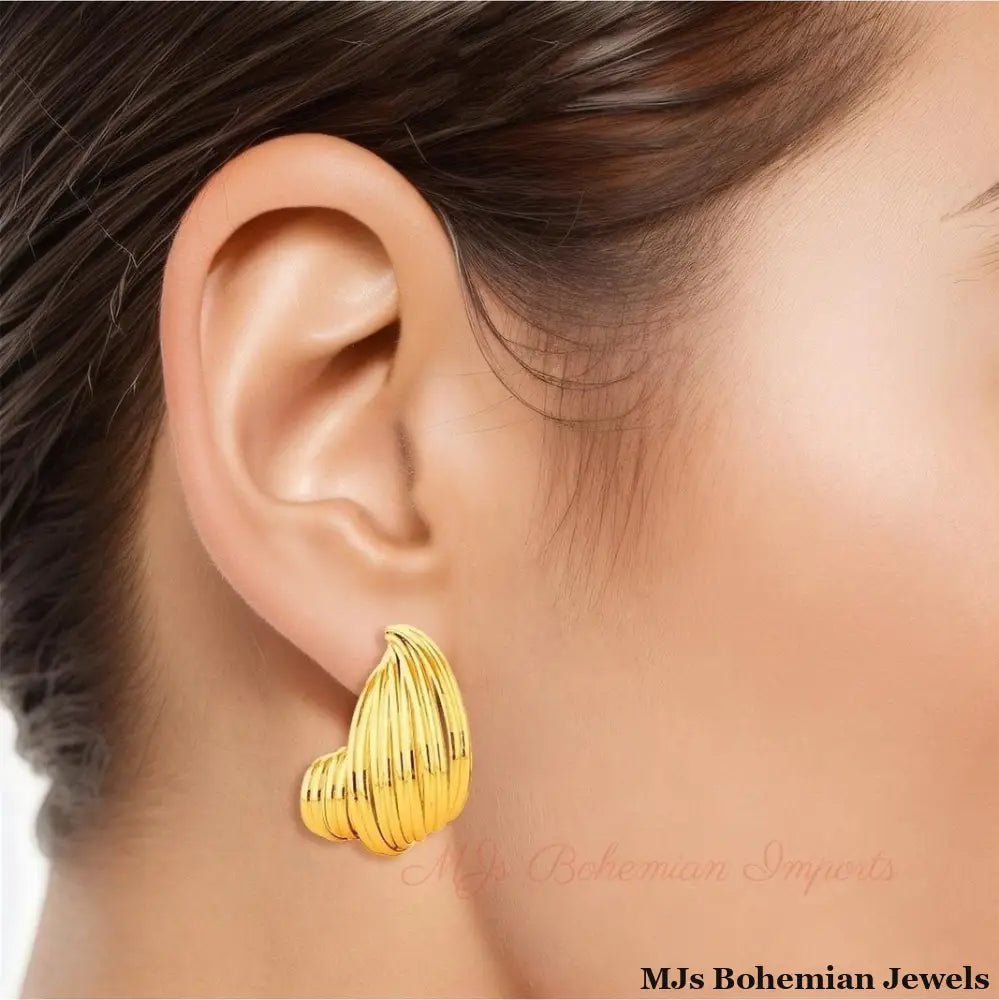 Stud 14K Small Spiral Wire Earrings for Women