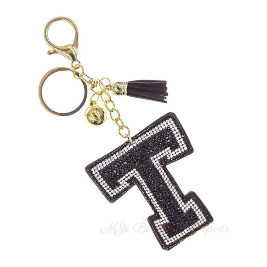 T Initial Black Keychain
