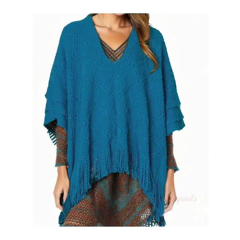Teal Crochet Poncho