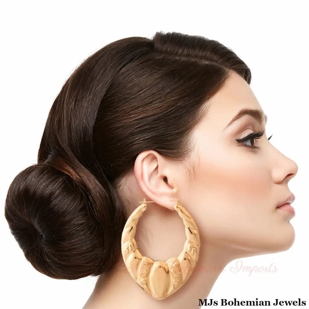 Textured Gold Teardrop Hoops