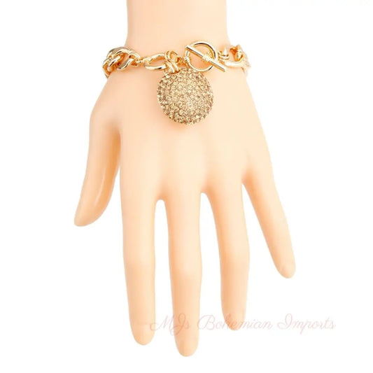Topaz Pave Ball Toggle Bracelet
