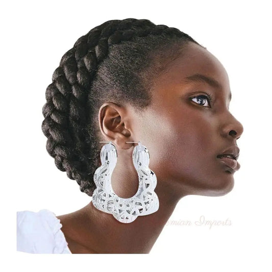 Trapezoid Silver Filigree Hoops