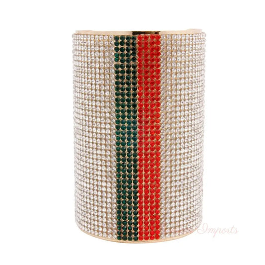 Trendy Striped Rhinestone Cuff Bracelet