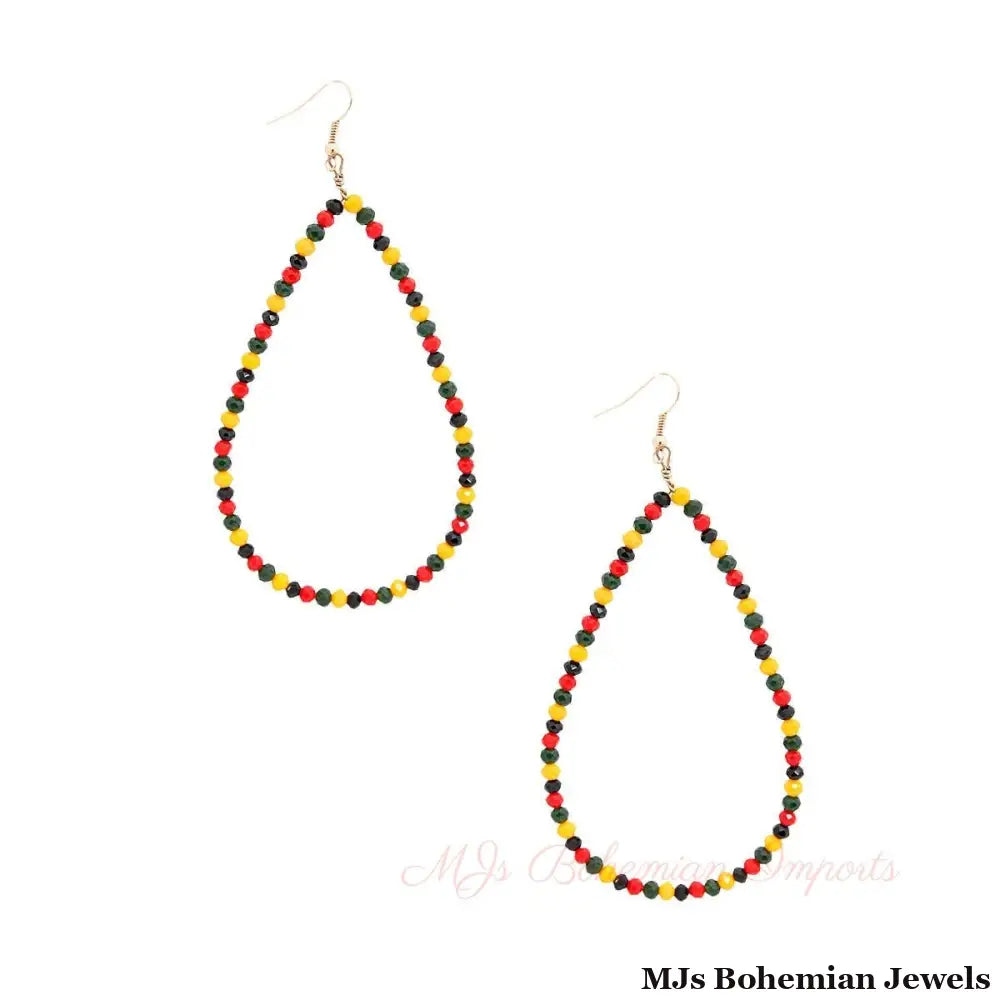 Tribal Color Bead Teardrop Earrings