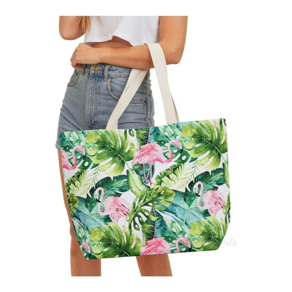 Tropical Flamingo Beach Tote