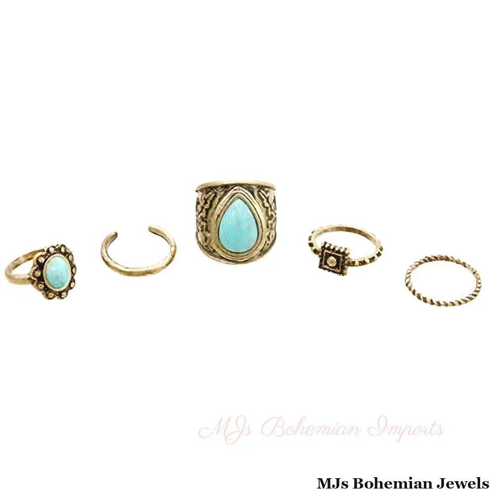 Turquoise Antique Ring Set