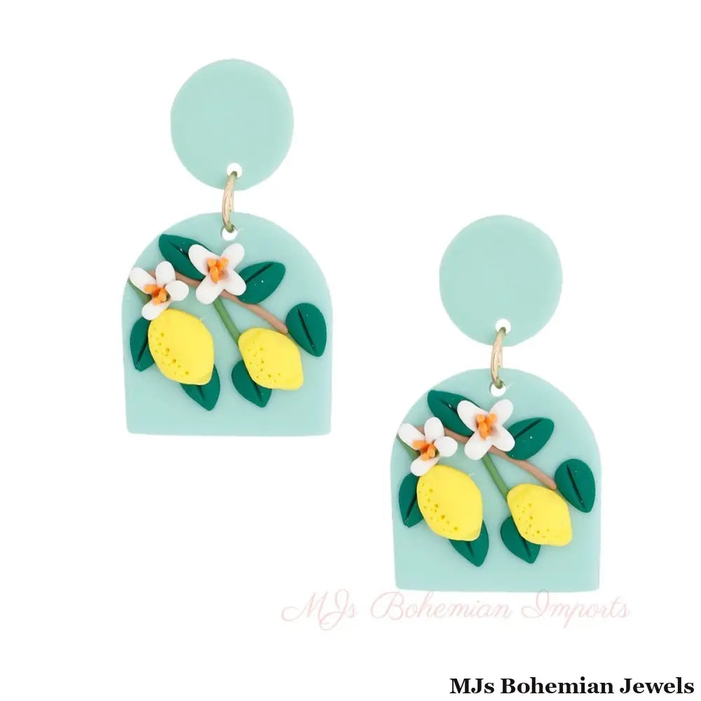 Turquoise Clay Lemon Earrings
