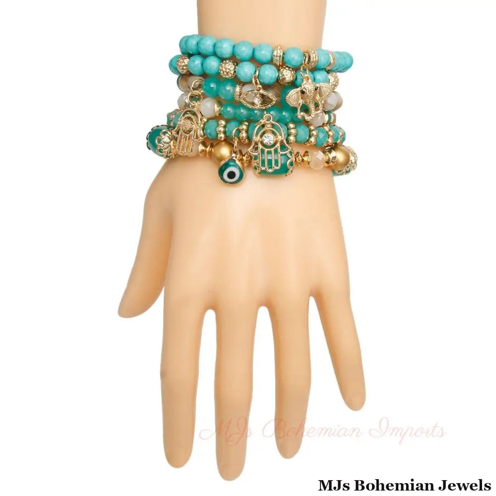 Turquoise Luck and Protection Charm Bracelets