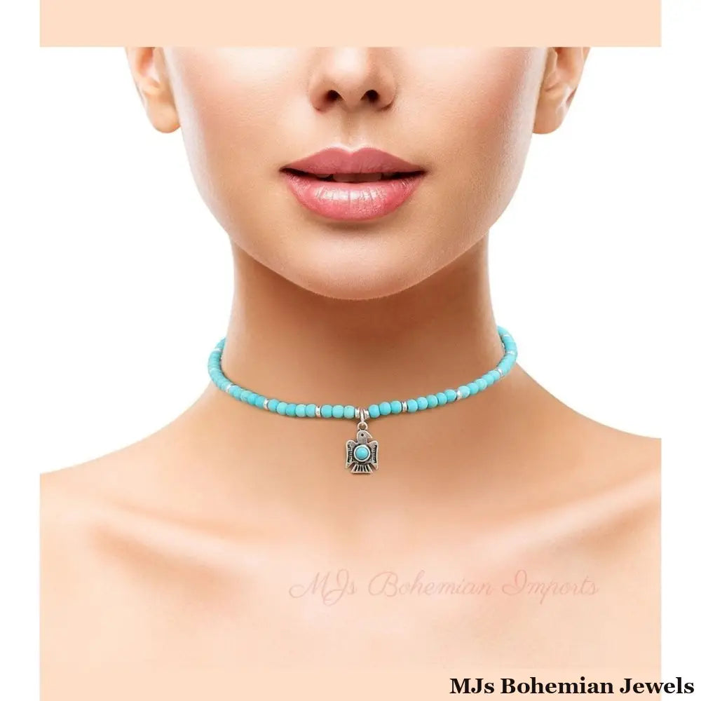 Turquoise Natural Stone Tunderbird Bracelet