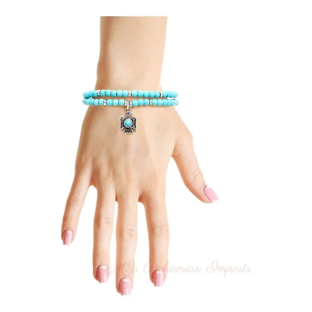 Turquoise Natural Stone Tunderbird Bracelet