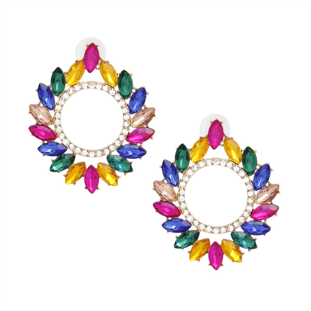 Studs Glistening Multi Crystal Wreath Earrings