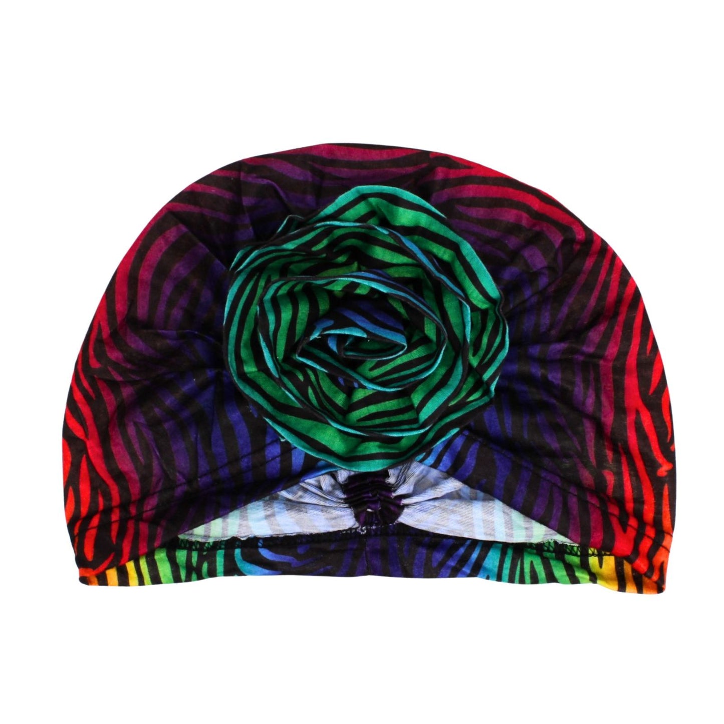 Turban Pre-Tied Flower Multicolor Zebra Women